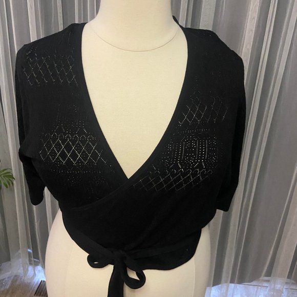 NWT Torrid Pointelle Cardigan Tie Wrap Cropped Sweater size 4 - Picture 7 of 9